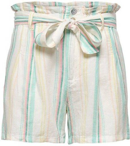 Only Shorts gestreepte linnenmix