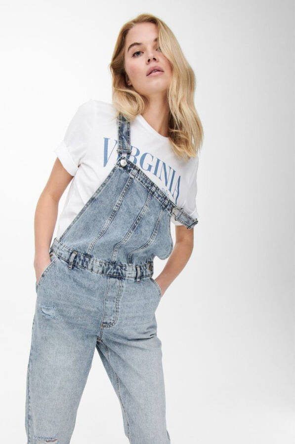 ONLY regular fit tuinbroek ONLPERCY light blue denim