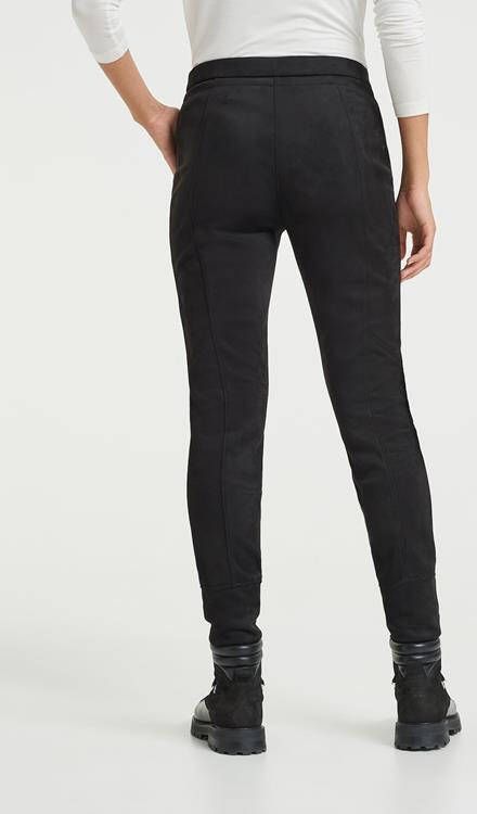 Opus Levina mid waist slim fit cropped joggingbroek van fluweel