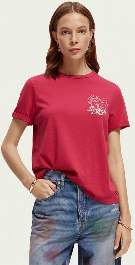 Scotch & Soda Regular fit T shirt van biologisch katoen met omslag aan de mouwen