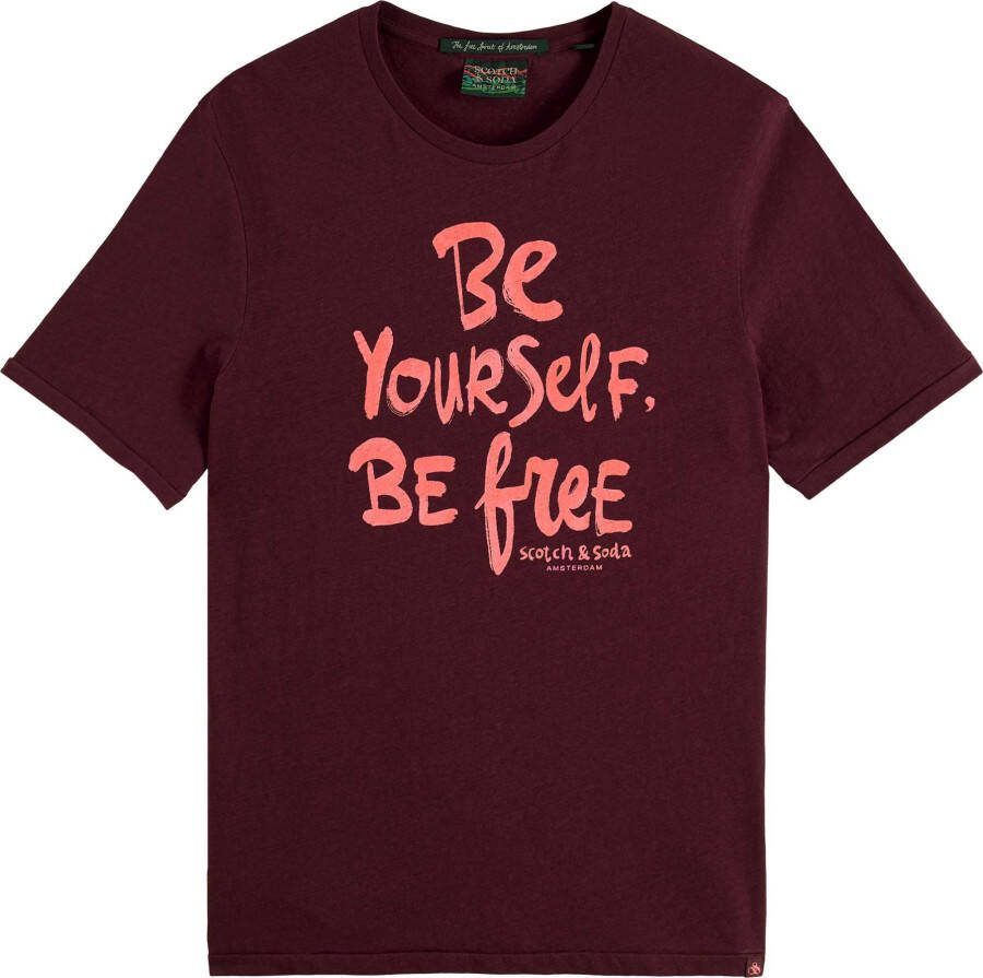 Scotch & Soda Coton linen jersey artwork t shirt bordeaux