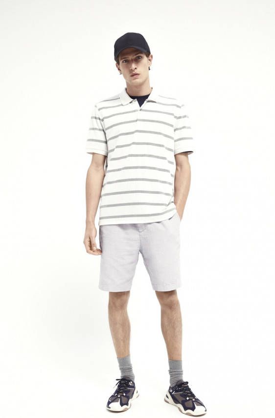 Scotch & Soda regular fit bermuda met biologisch katoen lichtgrijs