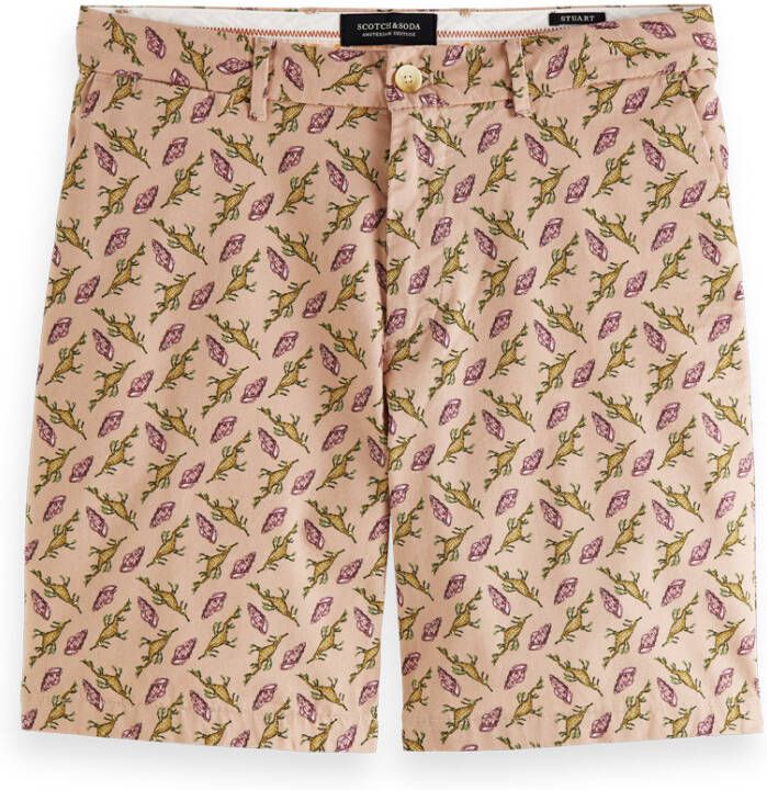 Scotch & Soda regular fit bermuda Stuart met all over print zalm