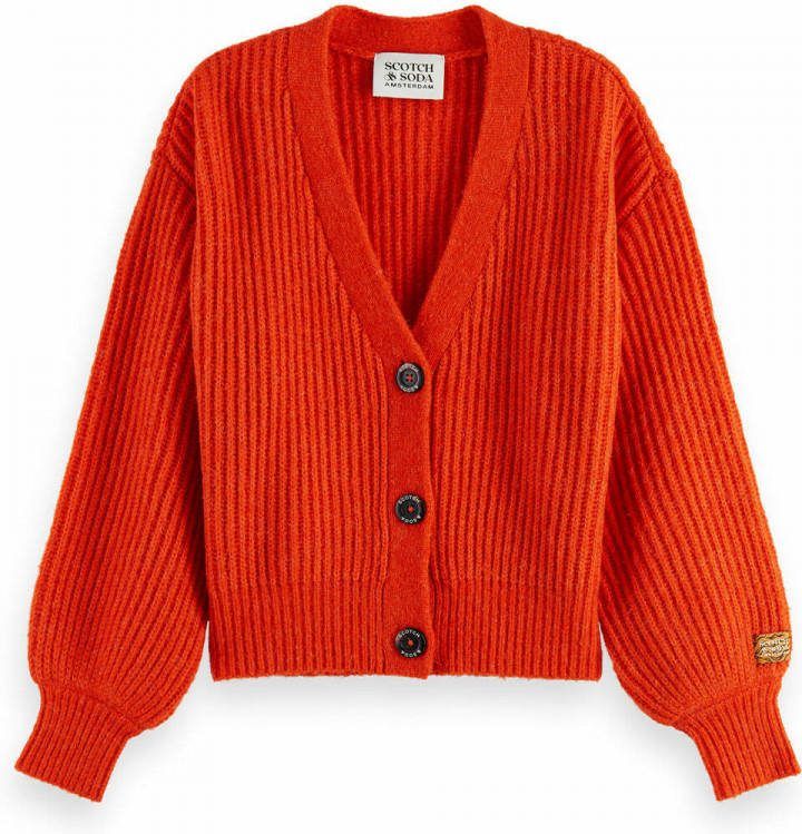 Scotch and Soda Vesten V Neck Boxy Fit Knitted Cardigan Rood