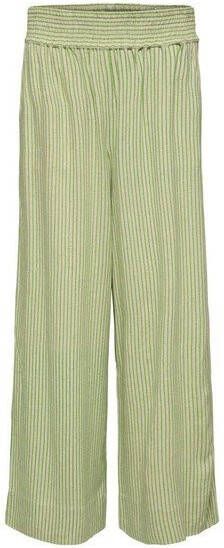 SELECTED FEMME gestreepte high waist wide leg palazzo broek SLFGEILLIS groen/beige