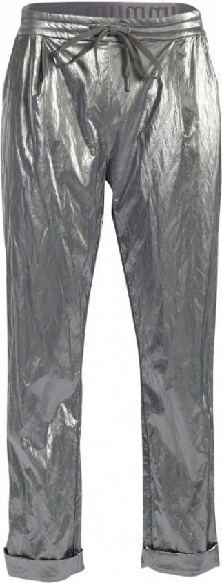 Summum Woman High waist tapered fit pantalon met steekzakken en metallic finish