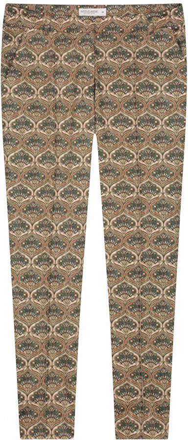 Summum Woman slim fit broek met all over print bruin/groen/lichtroze