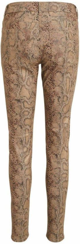 VILA coated slim fit tregging VIJEGGY met slangenprint bruin