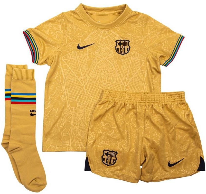 Nike FC Barcelona 2022/23 Uit Voetbaltenue voor kleuters Club Gold/Obsidian