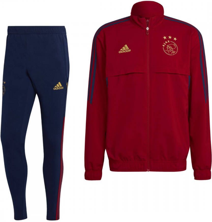 adidas Ajax Presentatie Trainingspak 2022 2023 Donkerrood Donkerblauw Goud