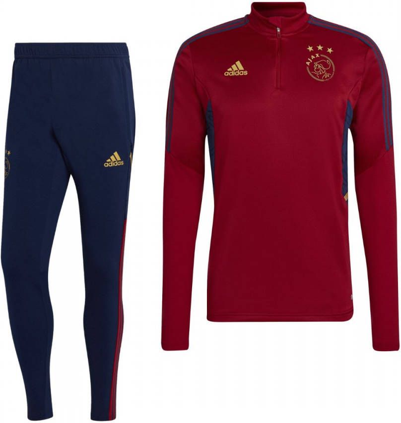 adidas Ajax Trainingspak 2022 2023 Donkerrood Donkerblauw Goud