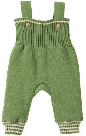 Waschbär Gebreide tuinbroek van bio scheerwol, groen/80