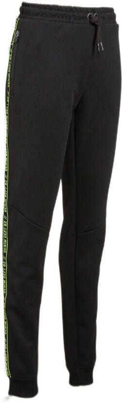 Cars slim fit joggingbroek Trafford met zijstreep zwart/felgeel