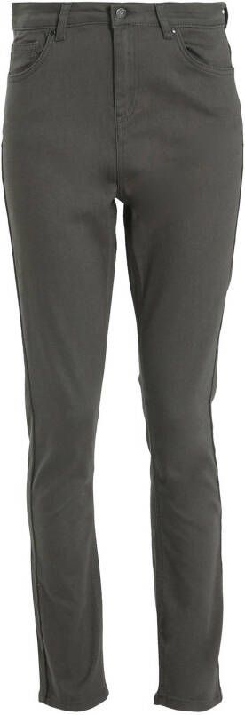 Cassis high waist slim fit broek donkergroen