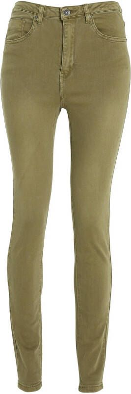 Cassis high waist slim fit broek donkergroen