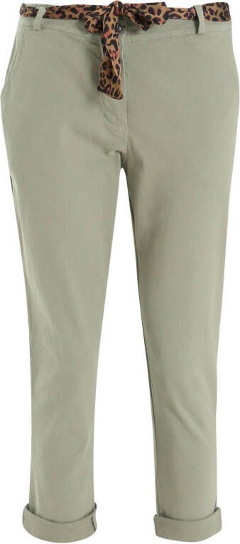 Cassis high waist slim fit broek groen
