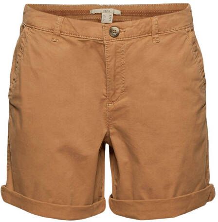 ESPRIT edc Women straight fit bermuda met biologisch katoen bruin