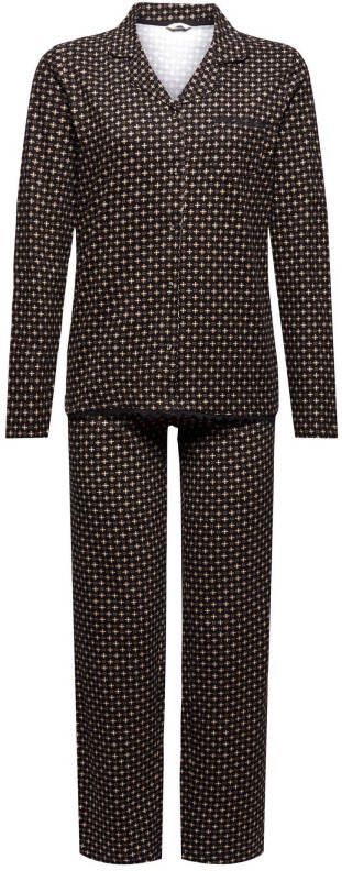 ESPRIT Women Bodywear pyjama met all over print zwart