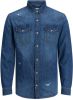JACK & JONES ESSENTIALS slim fit denim overhemd JJESHERIDAN light blue denim online kopen