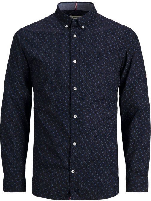 JACK & JONES ESSENTIALS slim fit overhemd JJEJACK met all over print navy blazer