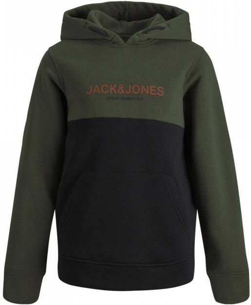 JACK & JONES JUNIOR hoodie JJEURBAN met logo donkergroen
