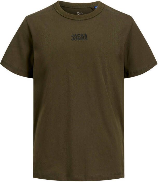 JACK & JONES JUNIOR T shirt JCOCLASSIC met logo army groen