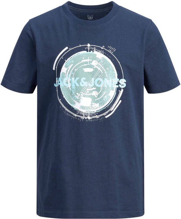 JACK & JONES JUNIOR T shirt JCOFILT met printopdruk donkerblauw