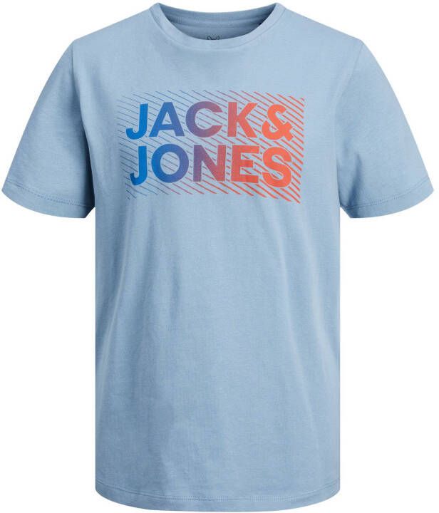 JACK & JONES JUNIOR T shirt JCORAYMOND met logo blauw