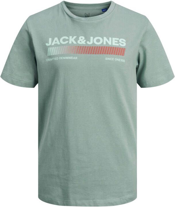 JACK & JONES JUNIOR T shirt JCORAYMOND met logo groen