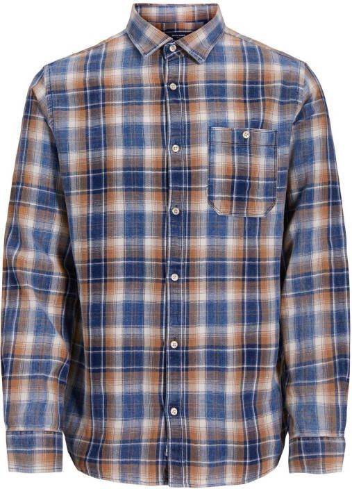 JACK & JONES PREMIUM geruit regular fit overhemd JPRBLUSTANLEY narcissus