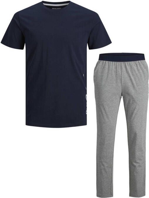 JACK & JONES pyjama JACMILLER donkerblauw/grijs