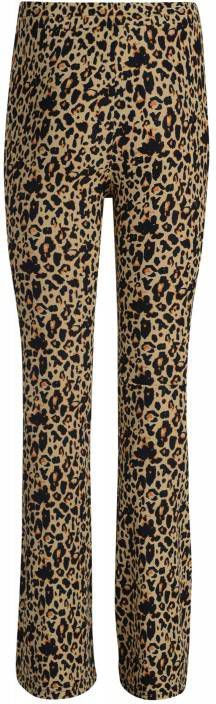 Jill & Mitch by Shoeby high waist flared broek Ribby met panterprint bruin/zwart/oranje