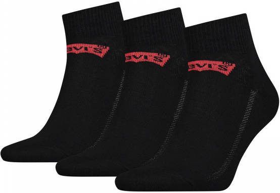 Levis Sokken Mid Cut Batwing Logo 3P Zwart