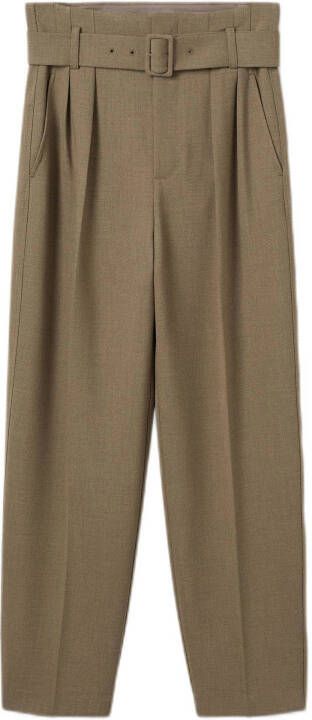 Mango cropped high waist straight fit pantalon kaki