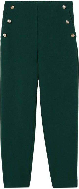 Mango Dorado high waist straight fit cropped pantalon met sierknopen