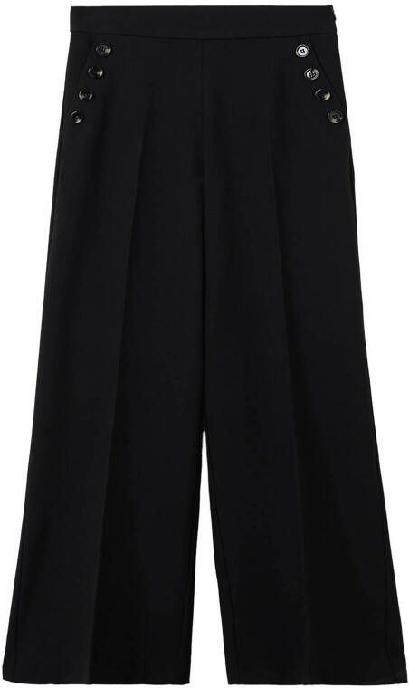 Mango Annie high waist wide fit pantalon met sierknopen