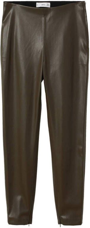 Mango imitatieleren cropped high waist skinny legging donkerbruin