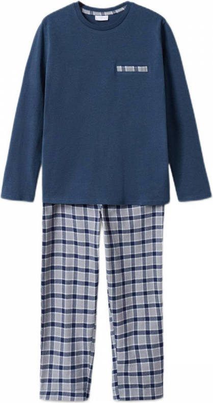 Mango Kids geruite pyjama marine/lichtblauw