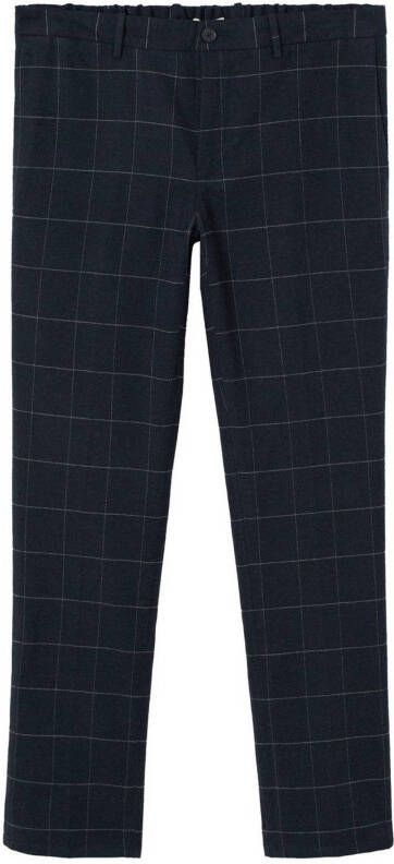 Mango Brest slim fit pantalon met ruitdessin en steekzakken