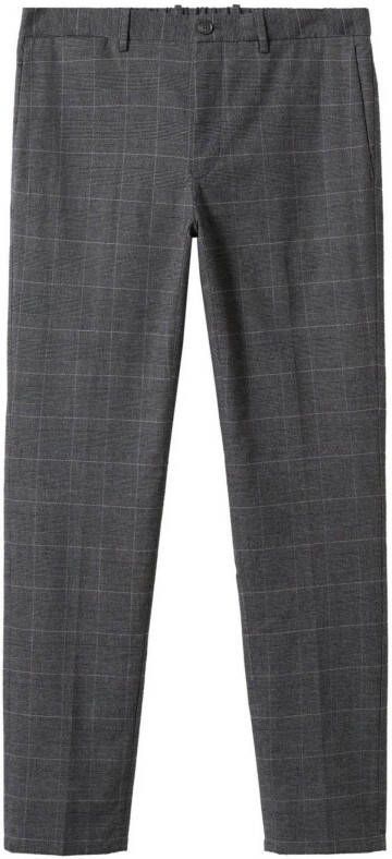 Mango Brest slim fit pantalon met ruitdessin en steekzakken