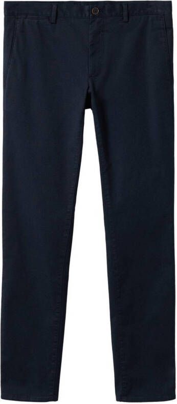 Mango Man slim fit broek met biologisch katoen marine