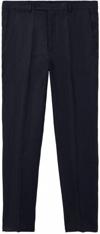 Mango Florida slim fit pantalon van linnen met persplooi
