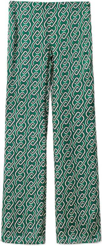 Mango wide leg broek met all over print groen