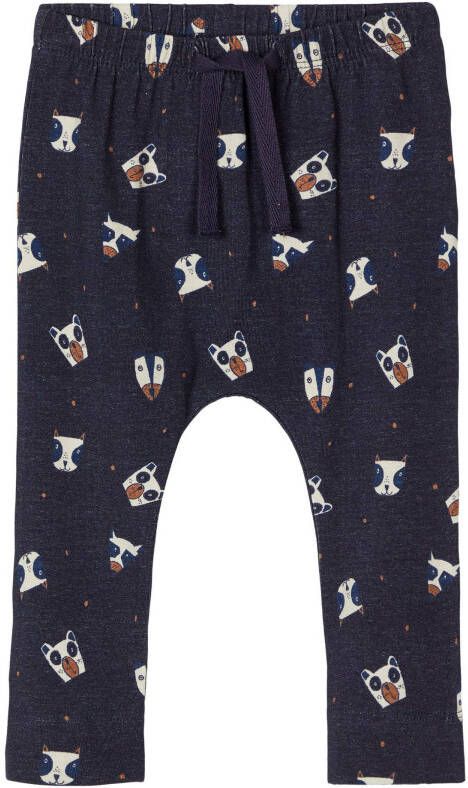 NAME IT BABY broek NBMSOREN met biologisch katoen donkerblauw/ecru/bruin