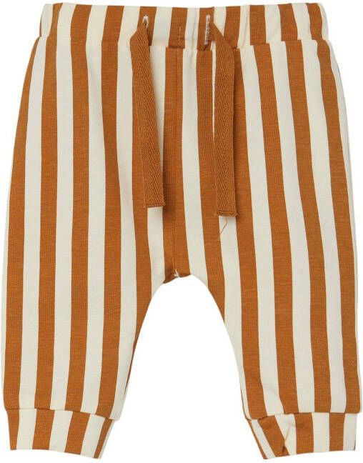 NAME IT BABY newborn baby gestreepte regular fit broek NBNUTTI bruin/wit