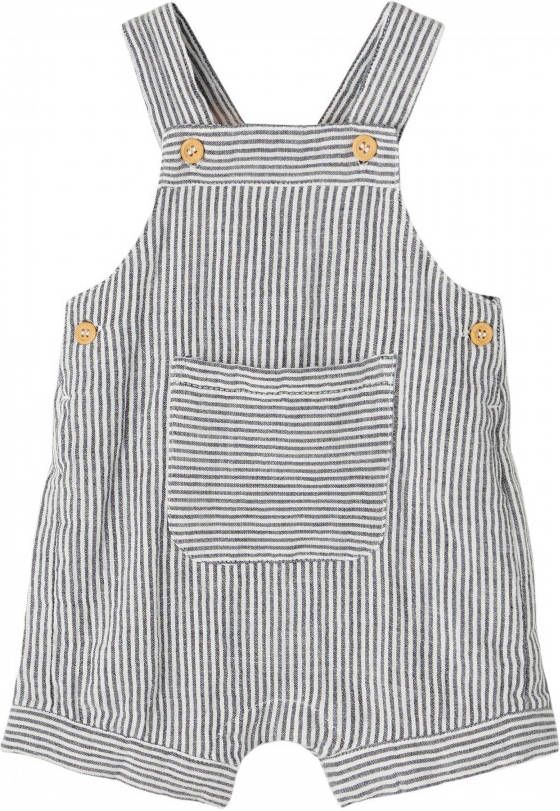 NAME IT BABY newborn baby gestreepte regular fit tuinbroek NBMFESOLLE van biologisch katoen donkerblauw/wit