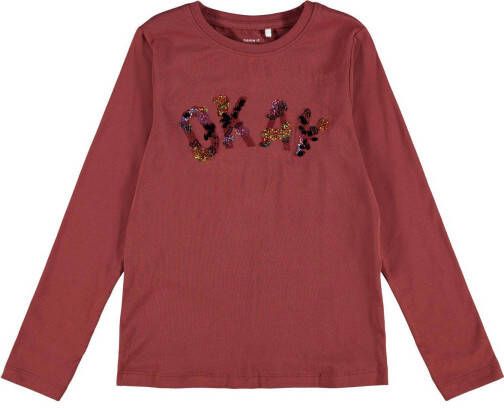 NAME IT KIDS longsleeve NKFNOCALI met biologisch katoen donkerrood