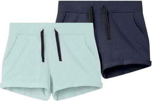 NAME IT KIDS sweatshort set van 2 mintgroen/donkerblauw