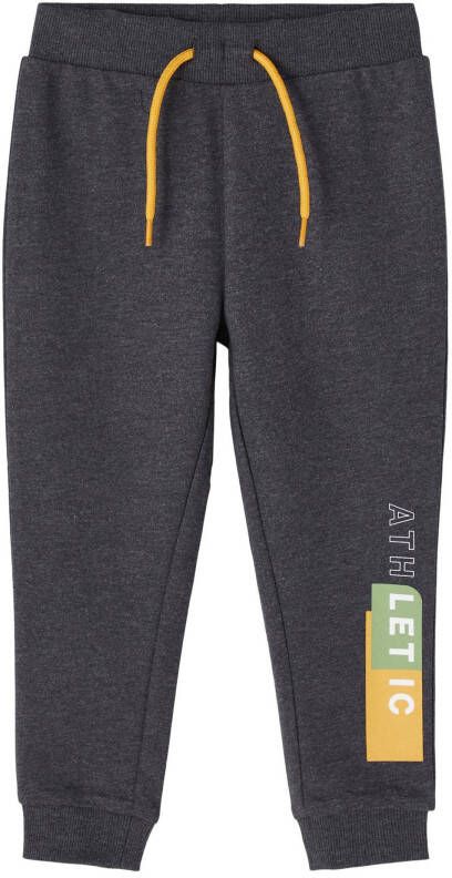 NAME IT MINI joggingbroek NMMBEAS met printopdruk antraciet