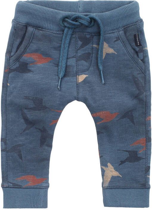 Noppies baby regular fit broek Reims met all over print zeeblauw